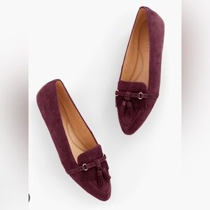 NWOB Talbots FRANCESCA TASSEL DRIVING FLATS - SUEDE Plum Colored Size 8M